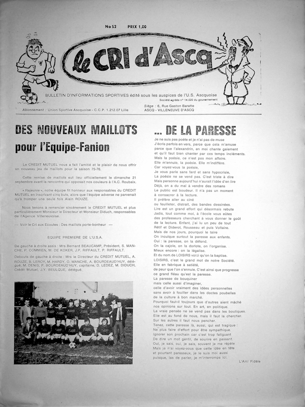 Le cri d'Ascq n°52 novembre 1975 Couv