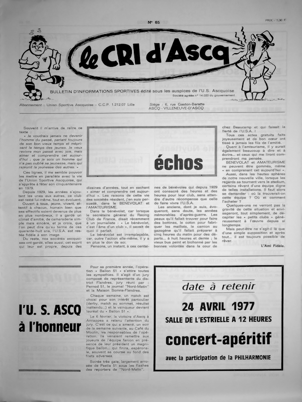Le cri d'Ascq n°65 avril 1977 Couv