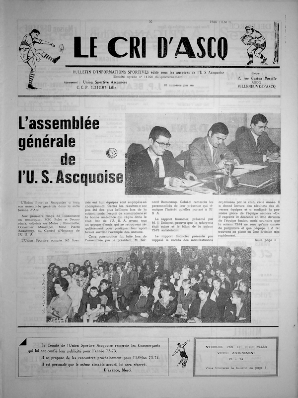 Le cri d'Ascq n°30 août 1973 Couv
