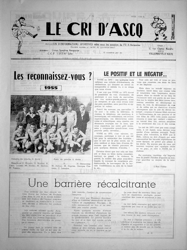 Le cri d'Ascq n°32 octobre 1973 Couv
