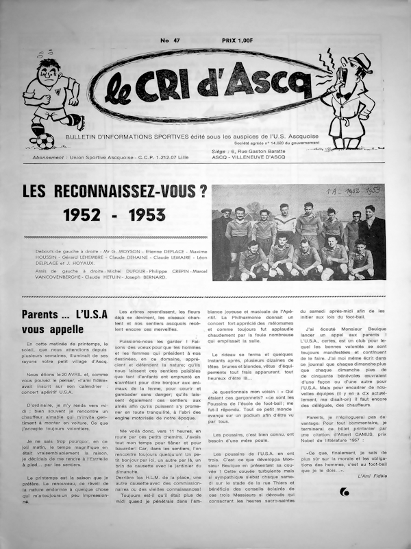 Le cri d'Ascq n°47 mai 1975 Couv