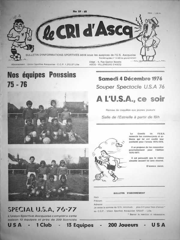 Le cri d'Ascq n°59 60 septembre 1976 Couv