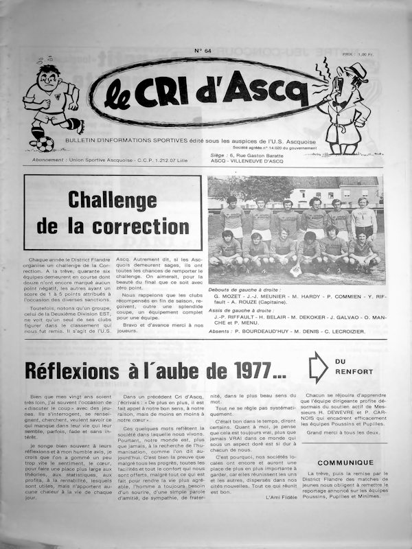 Le cri d'Ascq n°64 février 1977 Couv