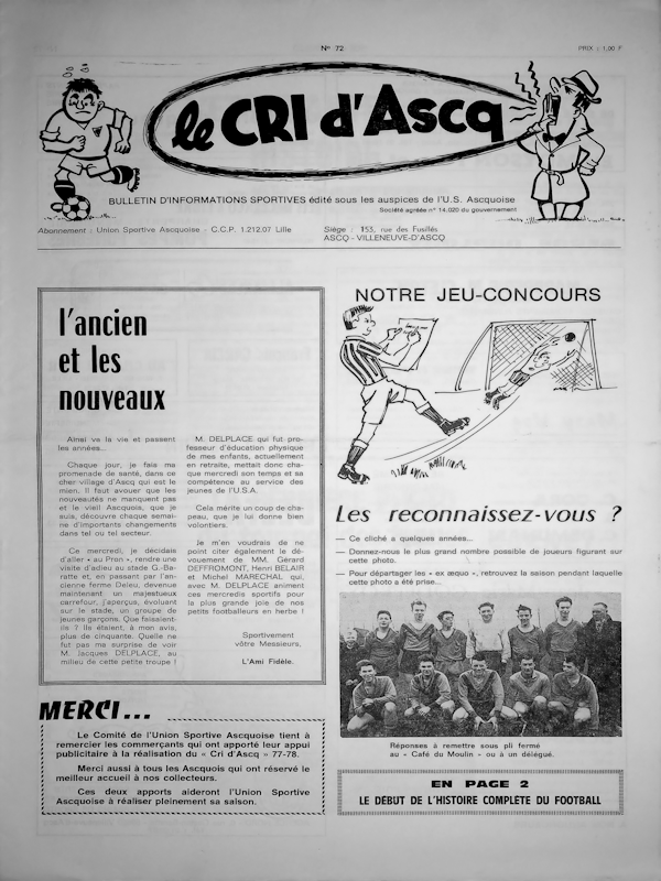 Le cri d'Ascq n°72 décembre 1977 Couv